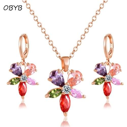 Amazing Price Jewelry Sets African Bridal Gold Color Necklace Earrings Wedding Crystal bijoux Charms Women Fashion Jewellery Set