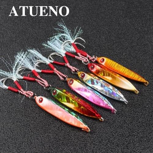ATUENO Metal Jig 20g 30g Shore Casting Jigging lure Shore Casting Spoon Saltwater Jack Fishing lure Bit Artificial Bait