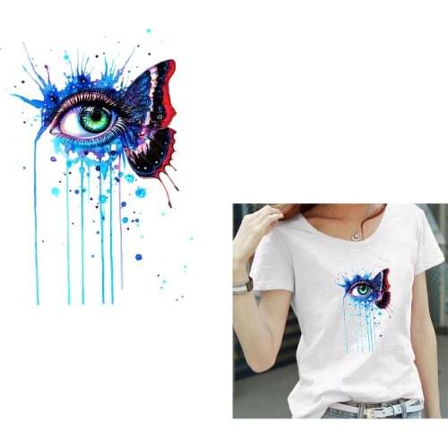 Fashion Butterfly Eyes Clorhing Stickers Iron on Transfers For Clothing Accessories Prints For Clothing Heat-Transfer Vinyl DIY