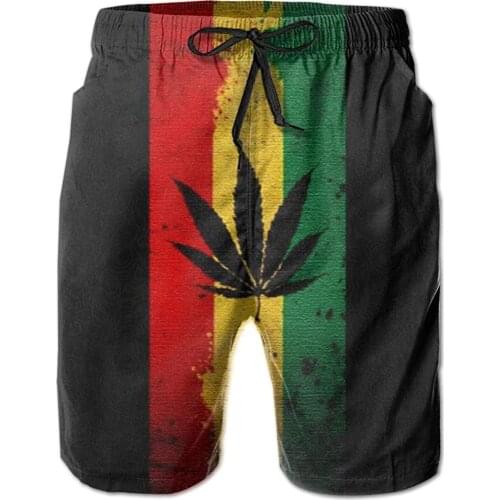 Mens Shorts Jamaica Flag Quick-Dry Swim Trunk, Mens Swim Shorts with Mesh Lining