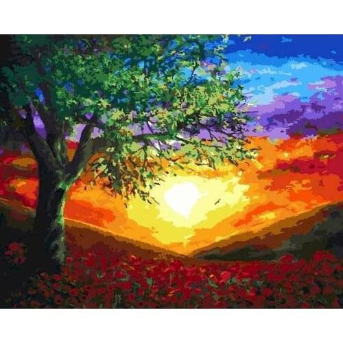 Sunset Acrylic Paints By Number DIY Kits On Canvas 60x75 Frame HandPainted Oil Picture Drawing Painting Coloring By Number Decor