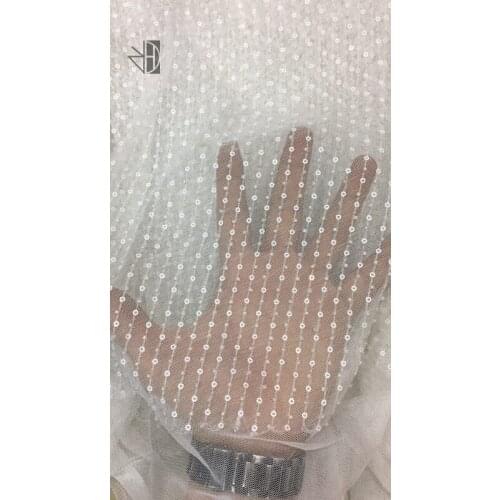 Newest SYJ-72318 french net lace fabric with beads for party dress