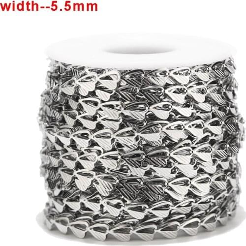 New Stainless Steel heart link Chains DIY for Jewelry Making 5.5MM width