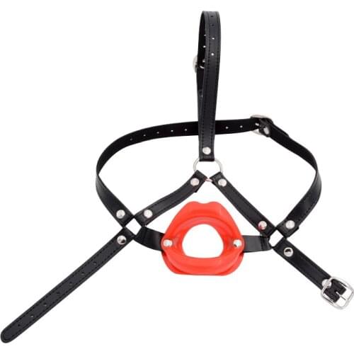 Couples Fun Blowjob Mouth Plug Leather Lips O-ring Open Mouth Gag Alternative Bondage Sex toys Slave for Couples Sexy Product