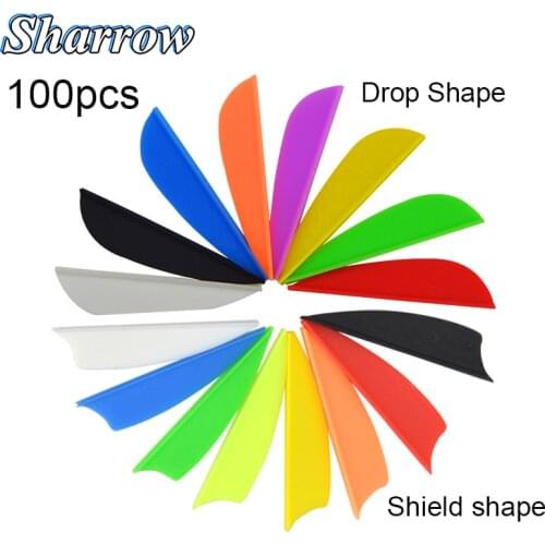 100pcsArrow Feather Archery Hunting Shooting 1.75 Inch Plastic Feather Vanes 8 Color Rubber Feather Fletching DIY Arrow