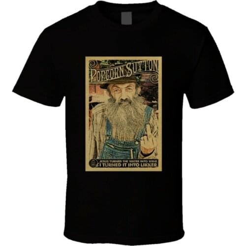 Popcorn Sutton Moonshine Hillbilly Liquor Distressed Look Poster T Shirt