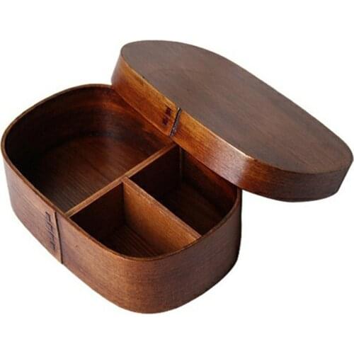 Japanese-style Kids Portable Wooden Lunch Box Picnic Bento Dinnerware Office Food Rice sushis Container Wood Lunch case Kitchen