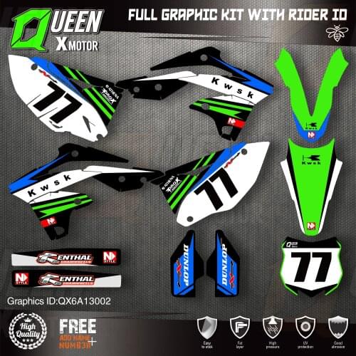 Queen X MOTOR Custom Team Graphics Decals Stickers Kit For Kawasaki Decal 2013 2014 2015 2016 KXF 250 002