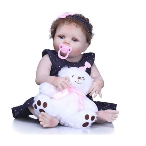 57cm Full Body Silicone Reborn Girl Baby Doll realistic 23inch Newborn Princess Toddler Baby Doll princess present bathe toy