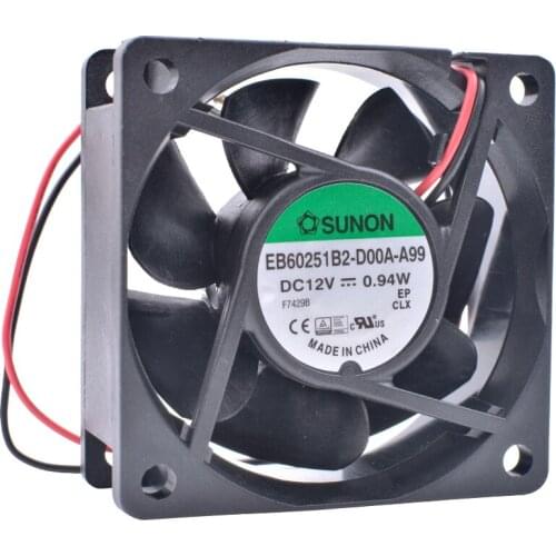 COOLING REVOLUTION EB60251B2-D00A-A99 6cm 60mm 6025 12V 0.94W 2pin fan with air flow and noise balance