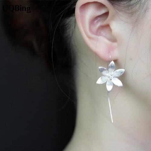 Good Jewelry Fashion Pure 925 Sterling Silver Drop Earrings Lotus Flower Drop Earrings Jewelry Pendientes Brincos