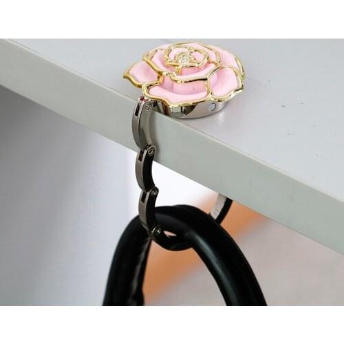 1Pc Rose pattern folding bag handbag tote table hanger hook holder purse hanger