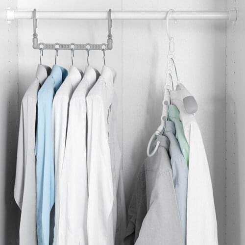 Folding Clothes Hanger Anti-skid Foldable Multifunction Hangers Hook Save Space