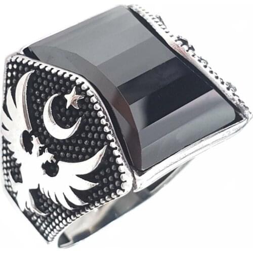Special Harekat Turkish Eagle Model Cutting Flat Zircon Stone Ring