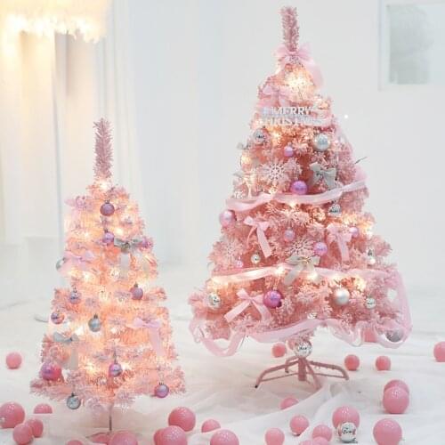 TT Christmas Pink Flocking Cedar Christmas Tree Set Home 60cm 1.5 M