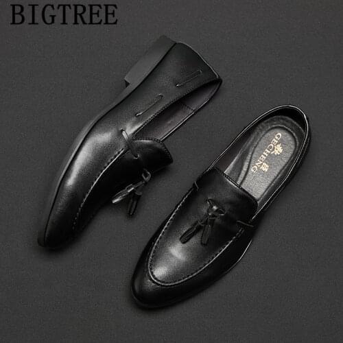 Tassel Shoes Men Leather Loafers Mens Dress Shoes Evening Dress Party Shoes Men Classic Zapatos De Hombre De Vestir Formal Buty