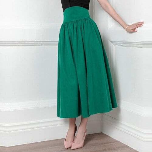 High End French Skirt 2021 Summer New Retro Style Hepburn Style High Waist Big Swing Umbrella Skirt