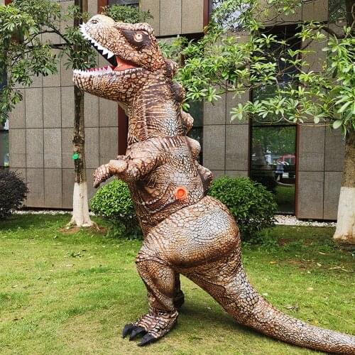 Adult T-rex Inflatable Costumes Halloween Cosplay Dinosaur Disfraz Purim Mascot Striped Role Play Clothing for Man Women