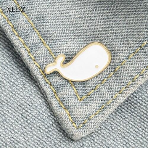 XEDZ Cartoon cute white whale marine life enamel brooch fun animal dolphin children badge jewelry gift friend