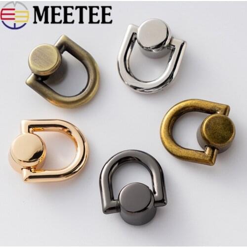 10pcs Meetee Metal Bag D Ring Buckles Bag Side Clip Screw Nail Rivet Hook Handbag Strap Connector Clasp DIY Hardware Accessories