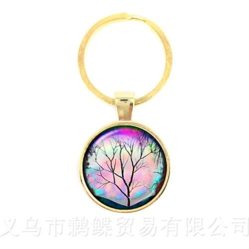 15 Style Tree of Life Key Chains Time Gem Glass Cabochon Jewelry Keyring Accessories For Men Women Children Gift