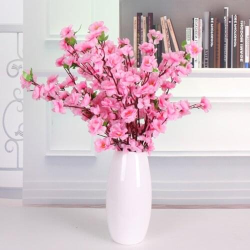 5pcs/lot Artificial Cherry Spring Plum Peach Blossom Branch Silk plastic sakua Flowers for Home Wedding Decorative Peach Bouquet
