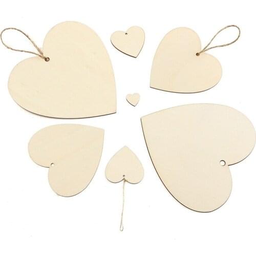 50PC 6CM Rustic Wedding Centerpieces Love Wooden Heart With Holes Rope Confetti Scrapbooking Hobby DIY Craft Photo Props