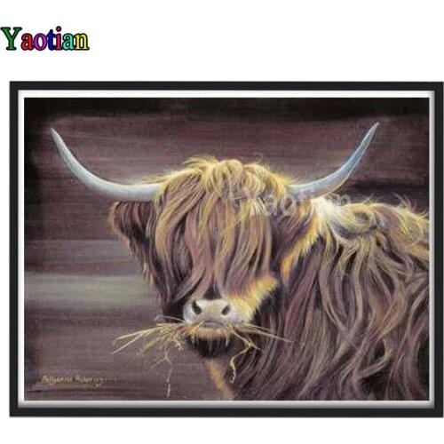 Highland Cow Diamond Painting 5D Animal Full Square Round Diamond Art Embroidery Cross Stitch Kids Room Decor