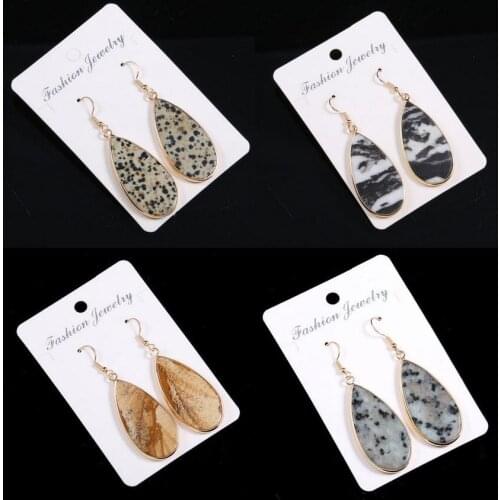 Boutique Semi-Precious Stone Teardrop Pendant Gold Filled Earrings for Women Classical Natural Stone Jewelry Wholesale