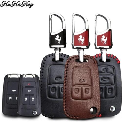 Car Key Leather Case Cover For Chevrolet Cruze Aveo Sonic Malibu Lacetti Orlando Epica Trax Spark Keychain Key Shell Ring Holder