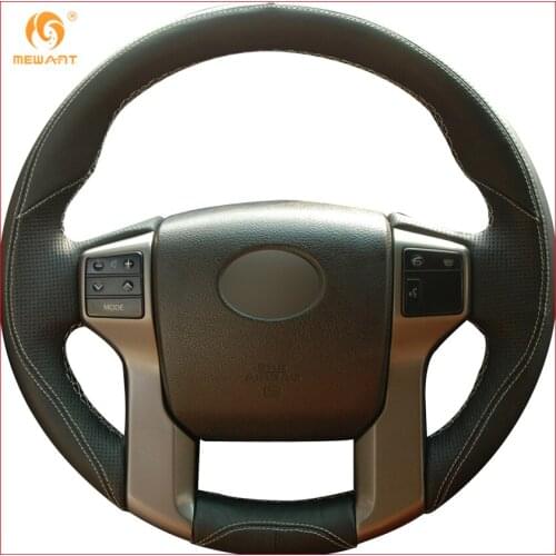 Black Leather Steering Wheel Cover for Toyota Land Cruiser Prado 2010-2015 Tundra 2013-2017 Tacoma 2011-2016 4Runner 2010-2015