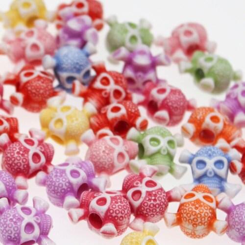 CHONGAI 50Pcs Acrylic Skull Beads Big Hole Beads Ring Spacer For Jewelry Making 17mm