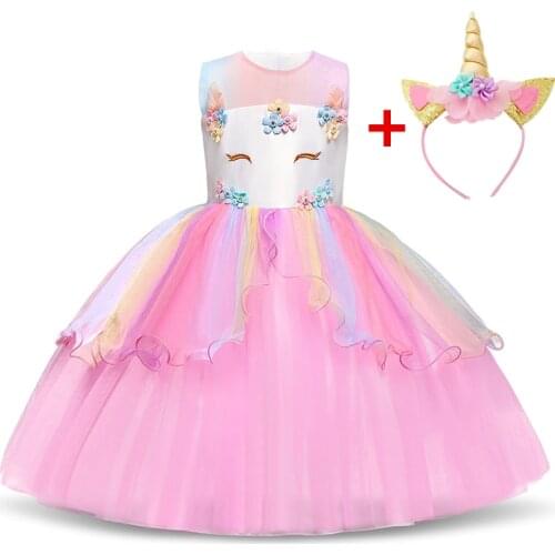 Girls Unicorn Dress Xmas Kids Dresses For Girls Unicorn Halloween New Year Party Kids Dresses For Girls Vestido Infantil 4 10T