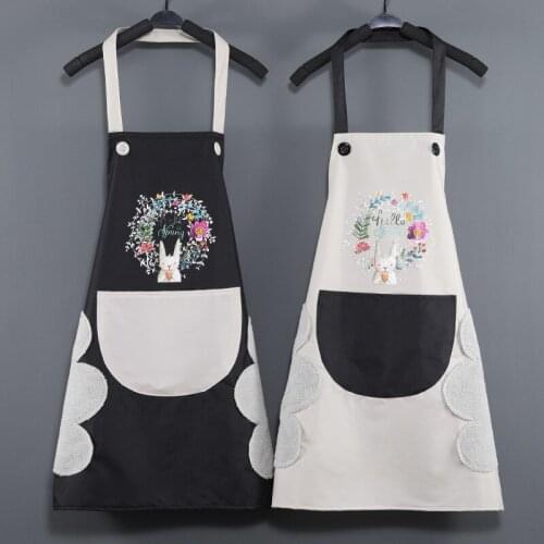 Apron Waterproof And Oil-proof Mens Womens Kitchen Work PVC Hand Towel Pattern Printing Apron Home Supplies