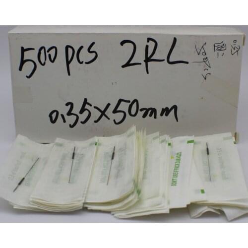 500pcs 2RL Disposable Eyebrow Tattoo Needle 0.35mm*50mm Steel Permanent Makeup Machine Needle For Tattoo Machine Gun Pen