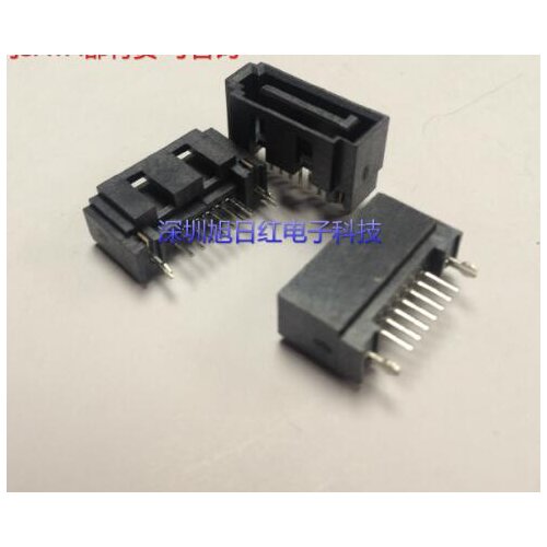 10pcs SATA hard drive interface 7P all-inclusive window 180 degree plug-in type with double fork fork connector/socket