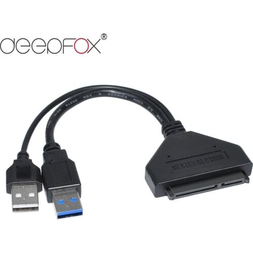 DeepFox Double USB 3.0 to Sata Adapter Converter Cable 22pin SATA III to USB3.0 Cable For 2.5" HDD SSD