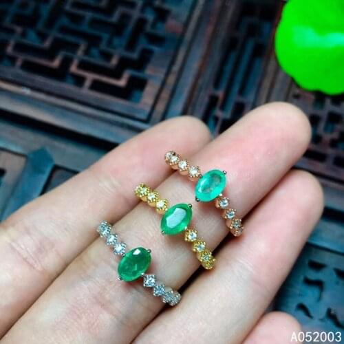 KJJEAXCMY fine jewelry 925 sterling silver inlaid natural gemstone Emerald new Female ring beautiful Support Detection
