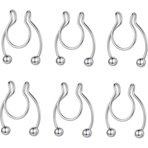 316L Surgical Steel 20G 8mm Fake Nose Ring Hoop Septum Nose Ring Set Non Piercing Faux Septum Piercings