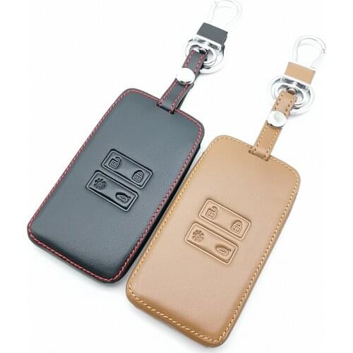 Soft Leather Car Key Cover Set for Renault Koleos Kadjar Megan 2016-2017 Remote Key Holder Protector Case