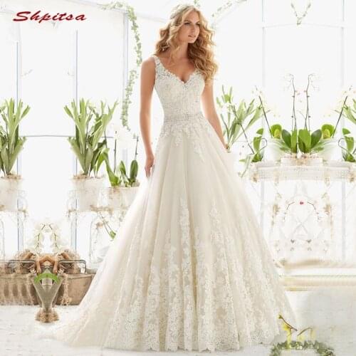 Lace Wedding Dresses A Line Tulle Beaded Plus Size White Ivory Bride Bridal Weding Weeding Dresses Wedding Gowns 2021