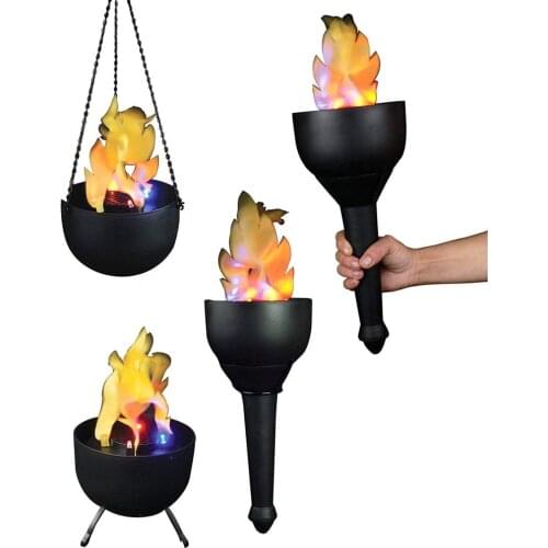 Flame Lamp 4 In 1 Decoration Photoelectric Burning Torch Bonfire Party Led Electronic Desktop Handhold Halloween Fake Fire