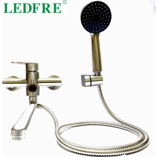 LedFre A set 33cm Length Outlet Rotated SS304 Body Bathroom Shower faucet Lead Free Faucet Bathtub Shower Mixer Health Faucet