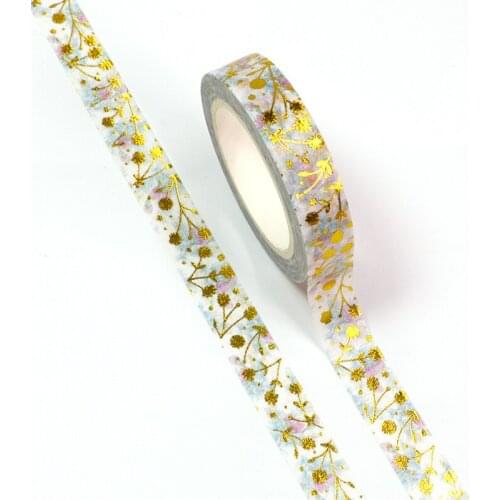 1PC 10MM*10M Foil Spring Gold Flowers Leaves Decorative Washi Tape DIY Scrapbooking Masking Tape School Office Supply