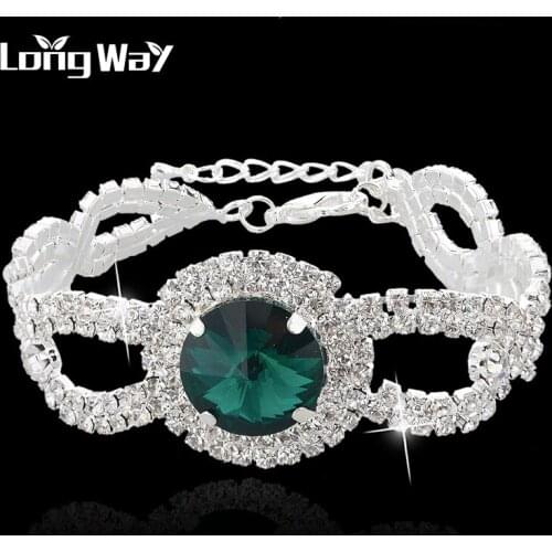 LongWay 2019 New Fashion Gold Color Bracelet Wedding Bracelet Jewelry Rhinestone Bangle Bracelets Women Accessories SBR140395