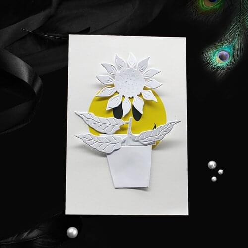 Potted Sunflower Metal Cutting Dies for Scrapbooking DIY Craft Paper Card Making Decorative Embossing Template