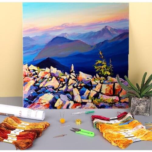 Landscape Printed 11CT Cross-Stitch Full Kit Embroidery DMC Threads Handicraft Craft Handiwork Hobby Mulina Room Different