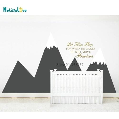 Let Him Sleep Quote Mountains Decal Baby Room Decal Headboard Nursery Wall Sticker BB863