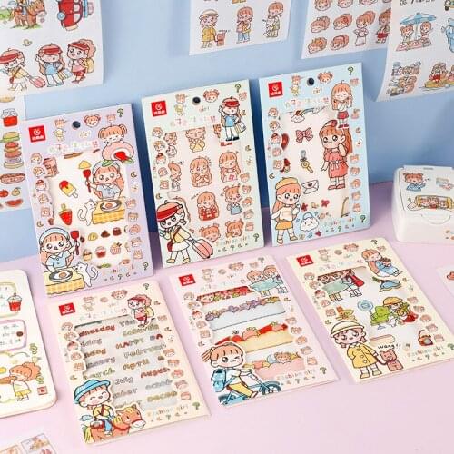4 Sheets/set Cute Girl Life Series Stickers Scrapbooking Decorative Sticker DIY Diary Album Stick Label Kawaii Stationery