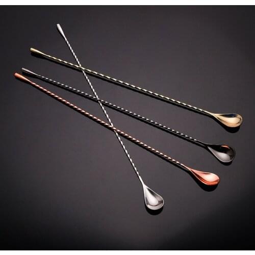 Stainless Steel Mixing Cocktail Spoon Bar Stirrer Spiral Swizzle Stick in 30/40/50cm
